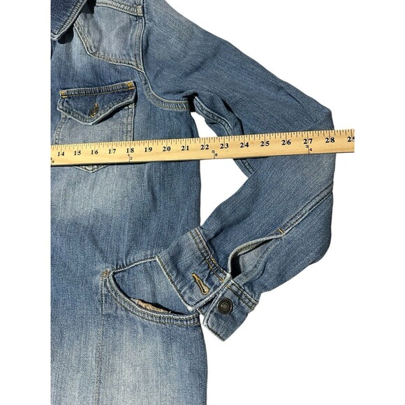 Revolve Free People Small Moonchild Distressed Oversized Denim Shacket Jacket L5 - Picture 5 of 10